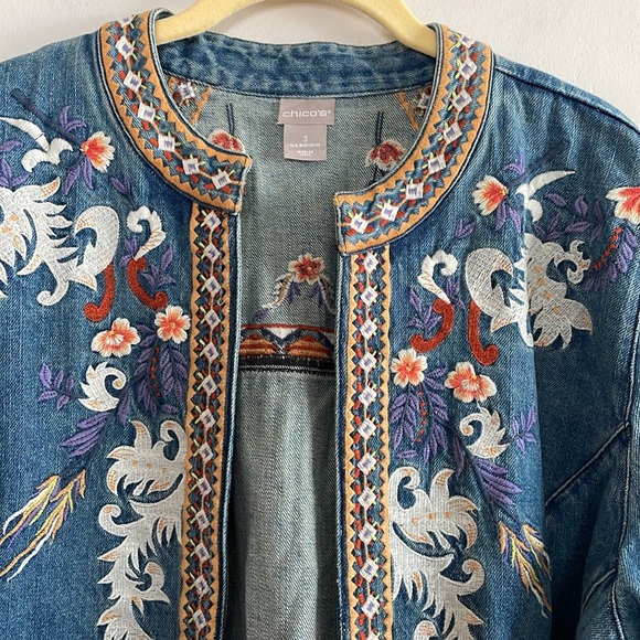 Chico’s Embroidered Denim Jacket - Picture 5 of 16